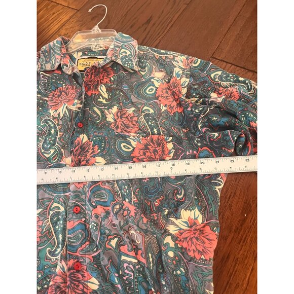 Code Zero Vintage Mens Floral Blue button Front shirt Sz small - Picture 5 of 5